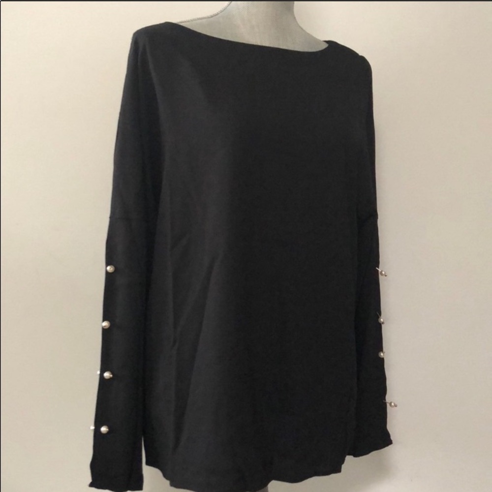 Another story split pearl embellished sleeve top - Picture 2 of 7